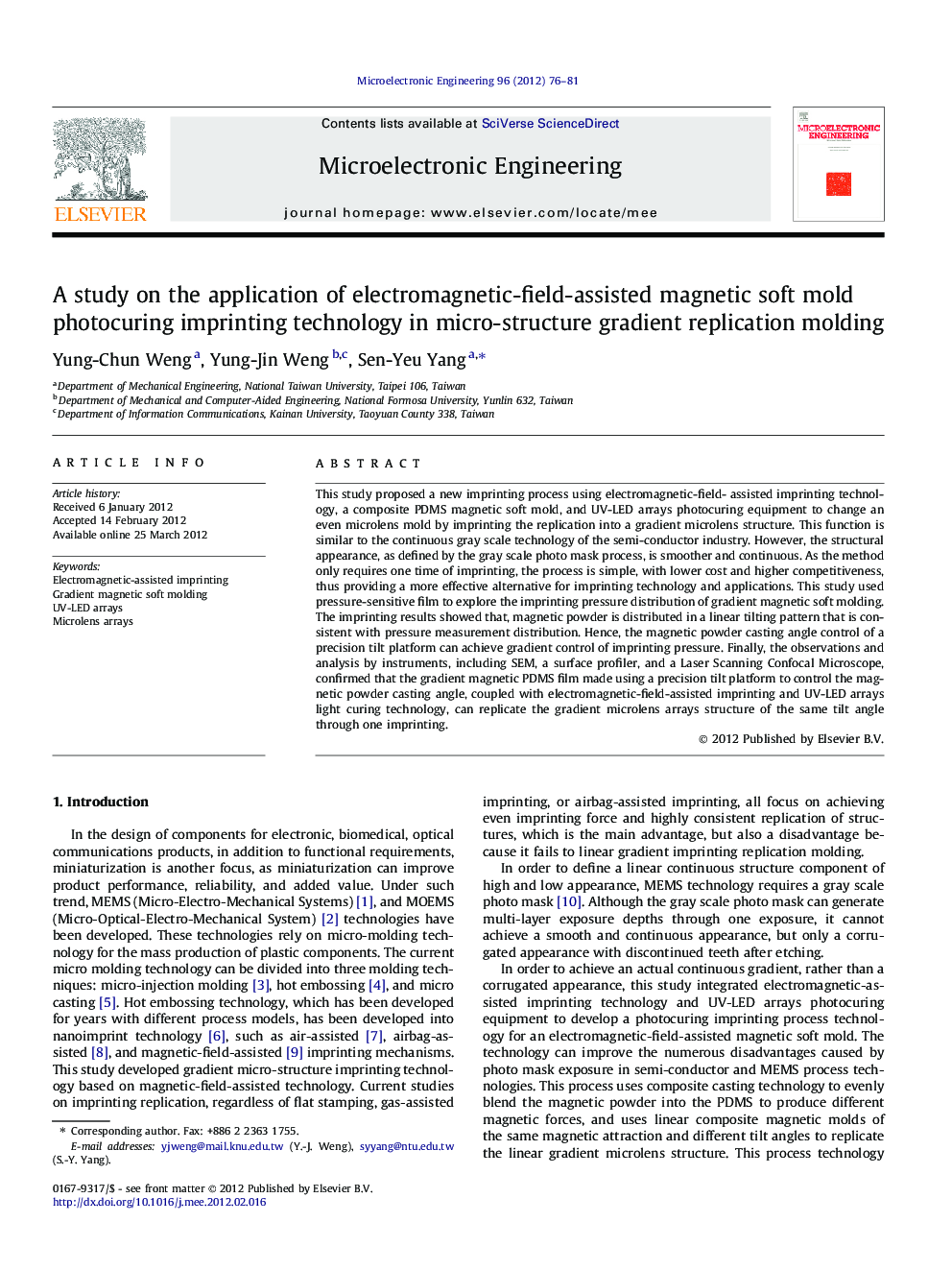 A study on the application of electromagnetic-field-assisted magnetic soft mold photocuring imprinting technology in micro-structure gradient replication molding