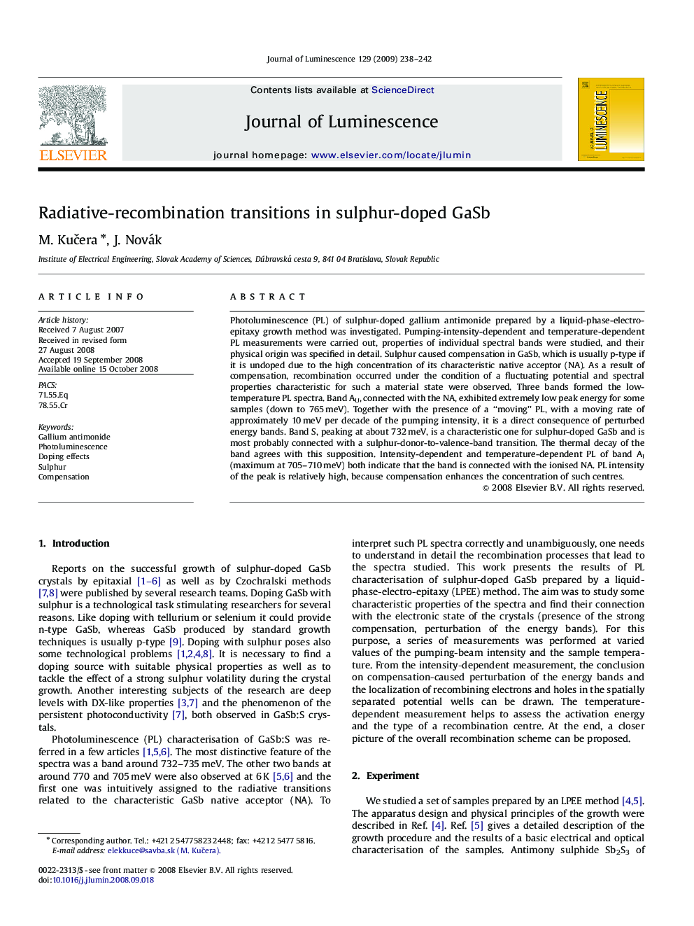 Radiative-recombination transitions in sulphur-doped GaSb