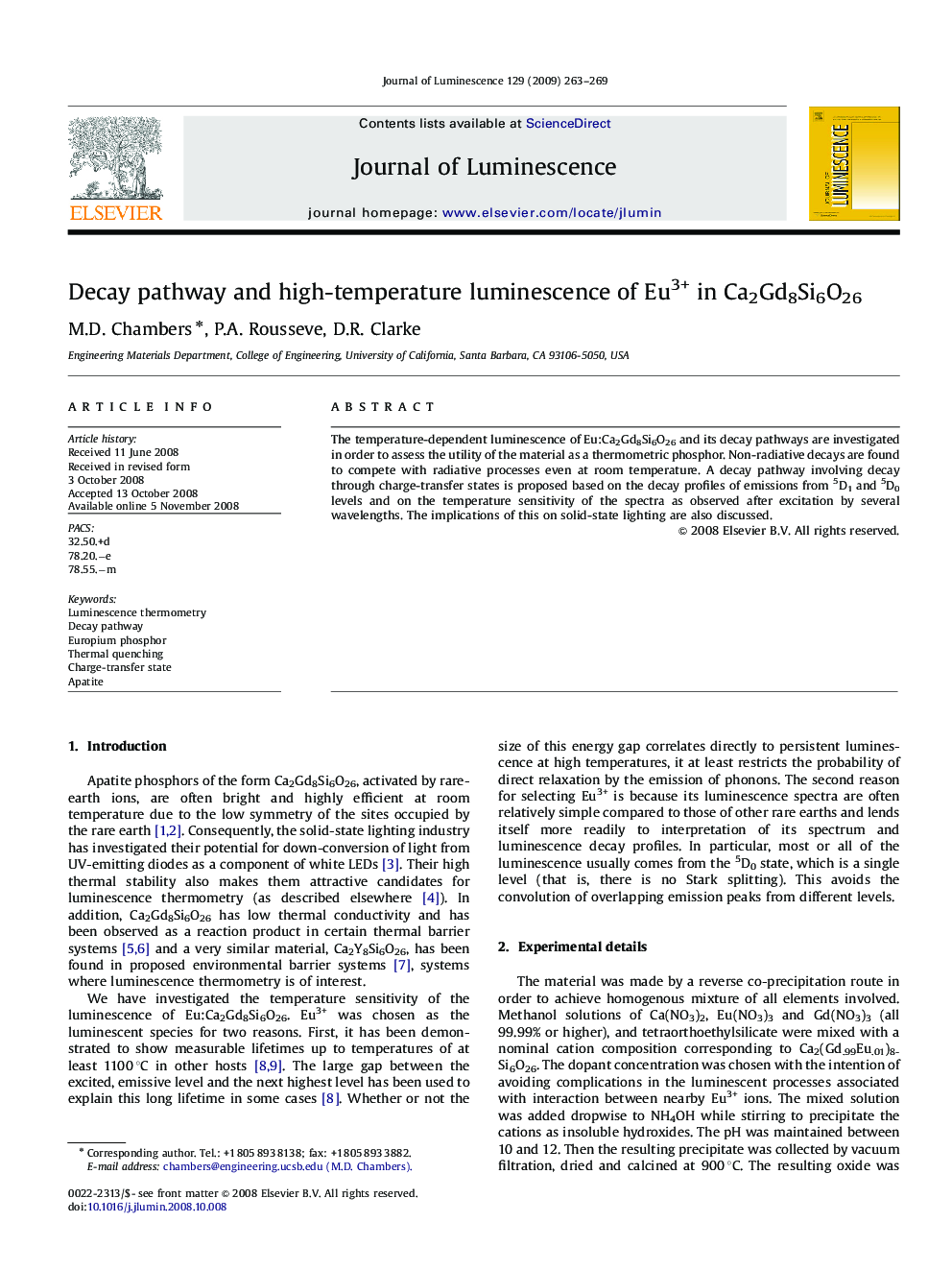 Decay pathway and high-temperature luminescence of Eu3+ in Ca2Gd8Si6O26