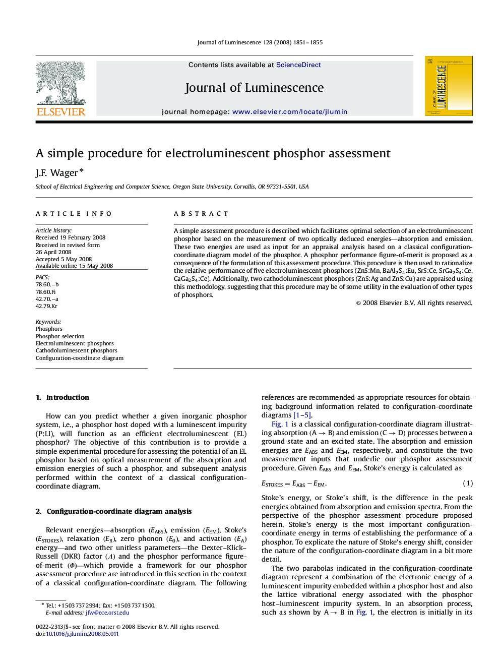 A simple procedure for electroluminescent phosphor assessment