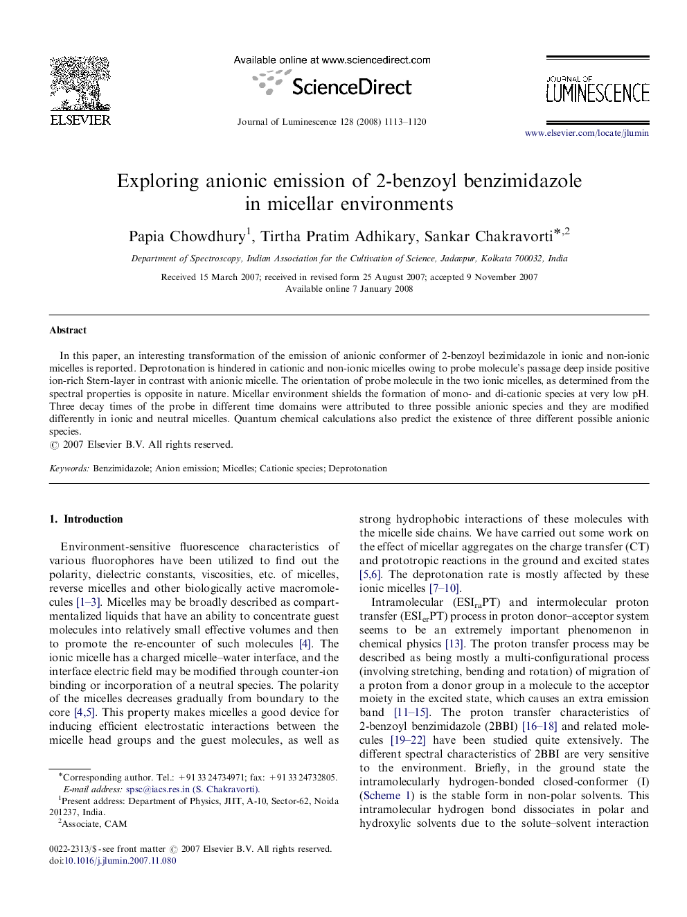 Exploring anionic emission of 2-benzoyl benzimidazole in micellar environments