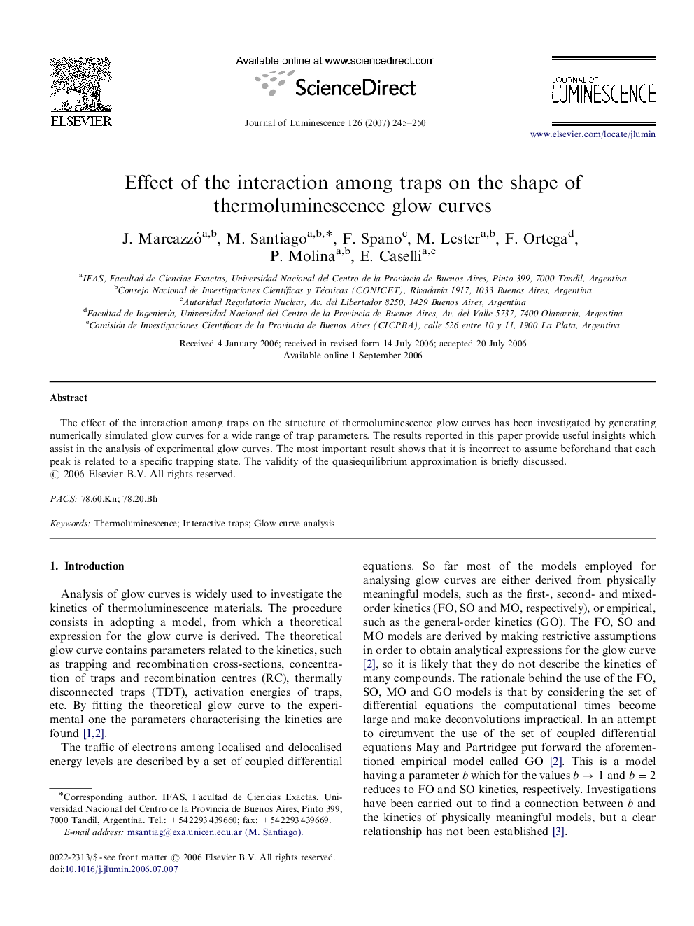 Effect of the interaction among traps on the shape of thermoluminescence glow curves