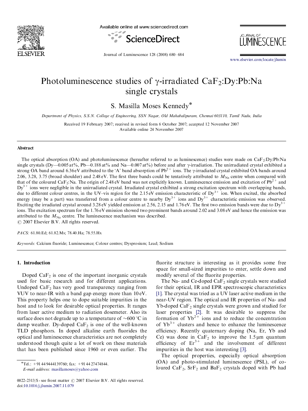 Photoluminescence studies of Î³-irradiated CaF2:Dy:Pb:Na single crystals