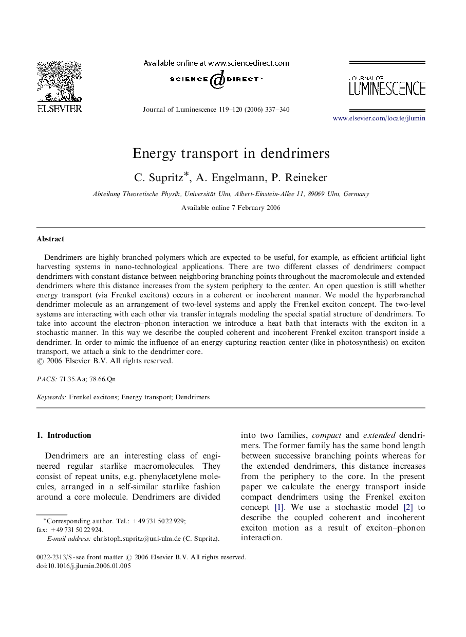 Energy transport in dendrimers