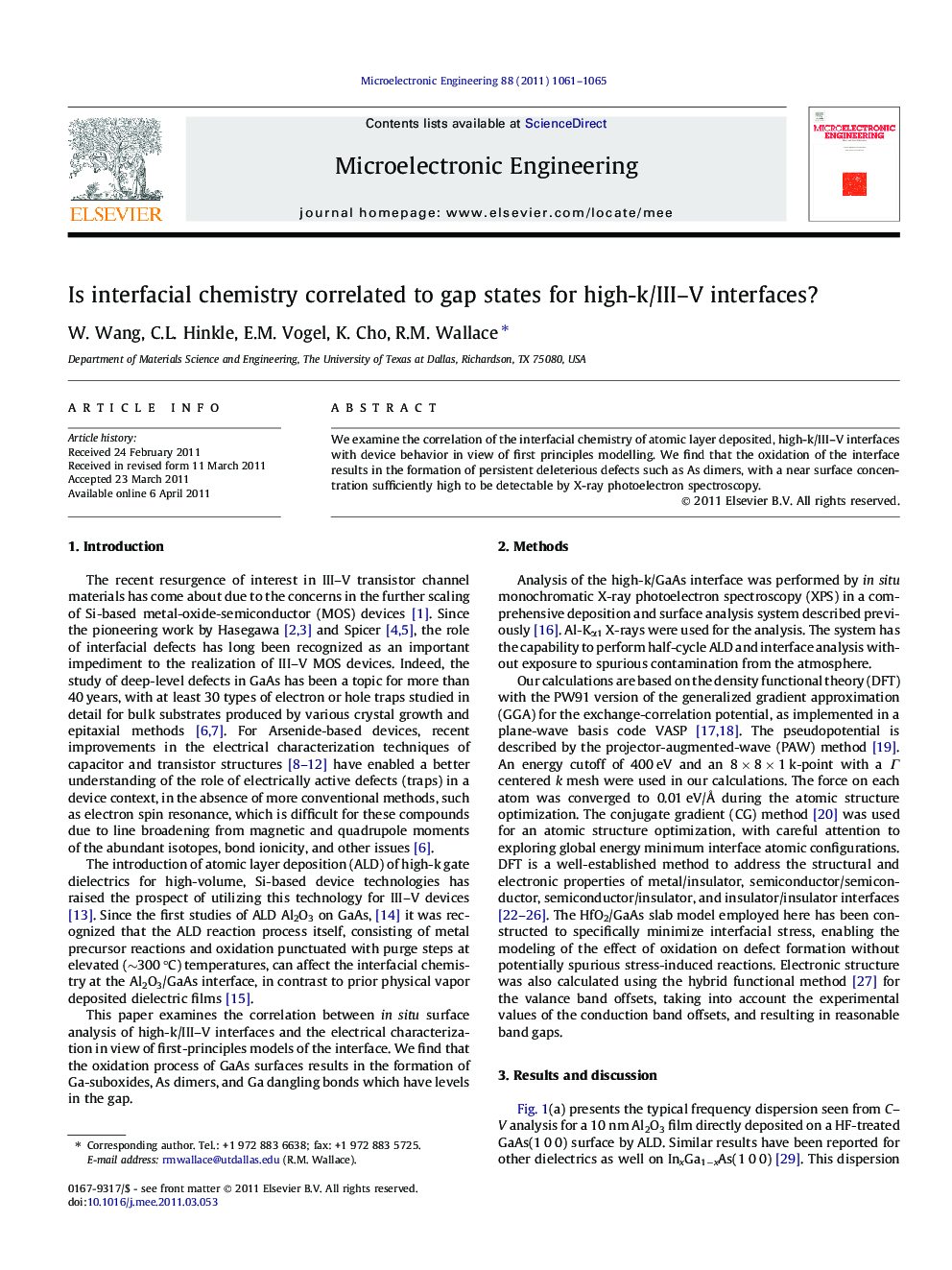 Is interfacial chemistry correlated to gap states for high-k/III–V interfaces?