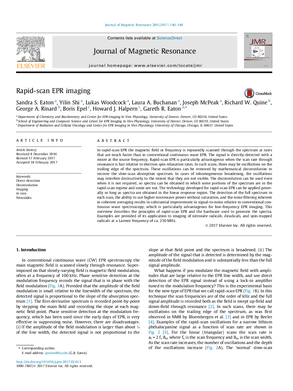 Rapid-scan EPR imaging