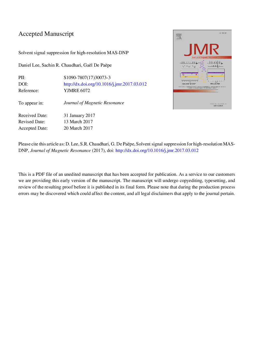 Solvent signal suppression for high-resolution MAS-DNP