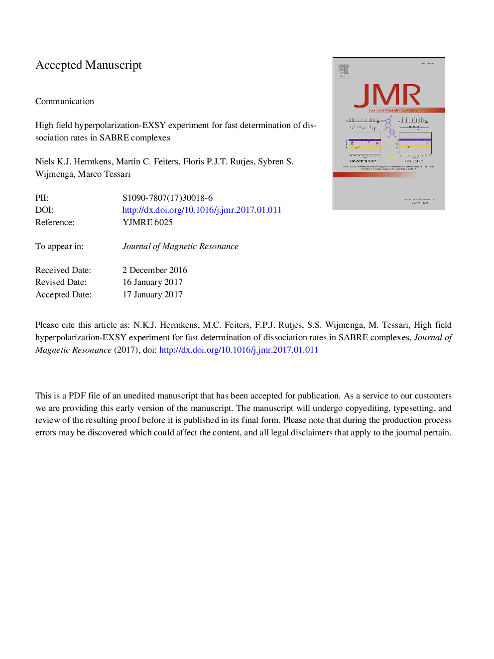 High field hyperpolarization-EXSY experiment for fast determination of dissociation rates in SABRE complexes