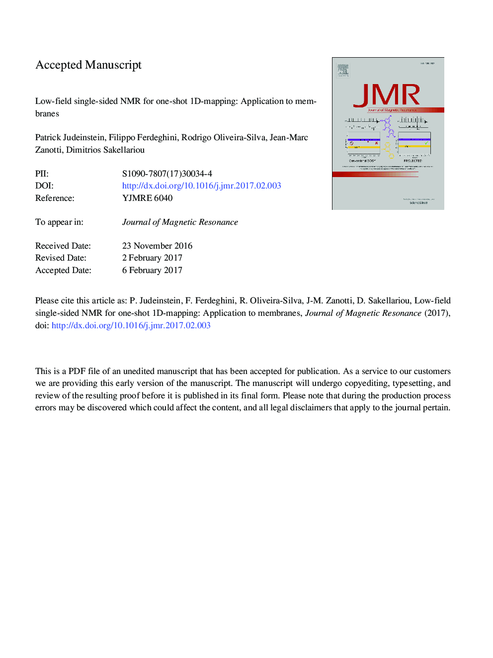 Low-field single-sided NMR for one-shot 1D-mapping: Application to membranes