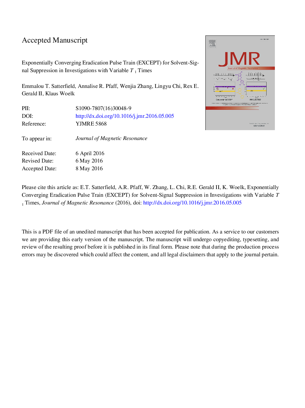 EXponentially Converging Eradication Pulse Train (EXCEPT) for solvent-signal suppression in investigations with variable T1 times