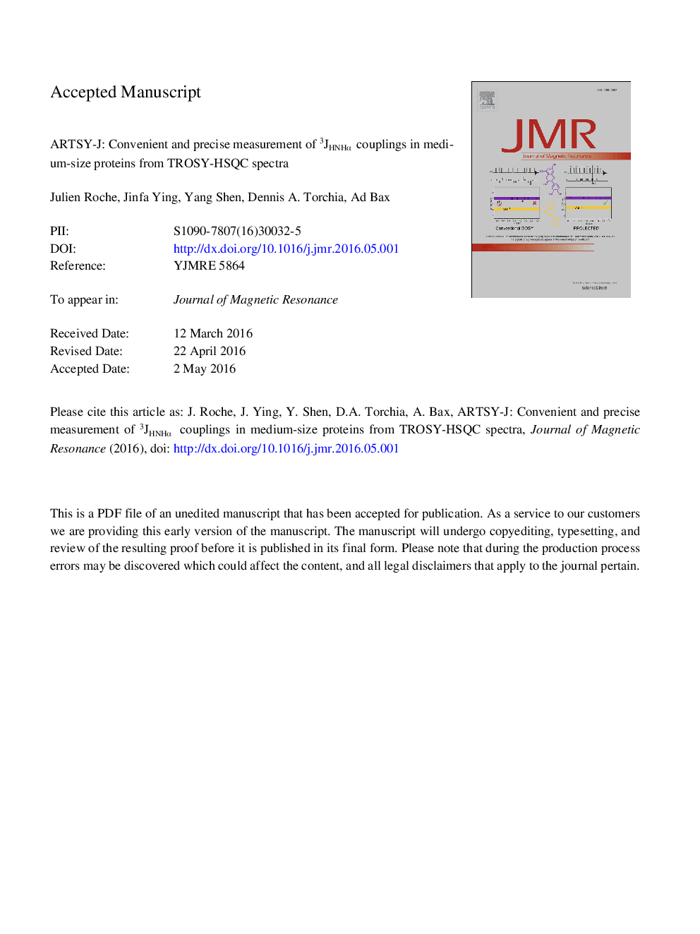 ARTSY-J: Convenient and precise measurement of 3JHNHÎ± couplings in medium-size proteins from TROSY-HSQC spectra