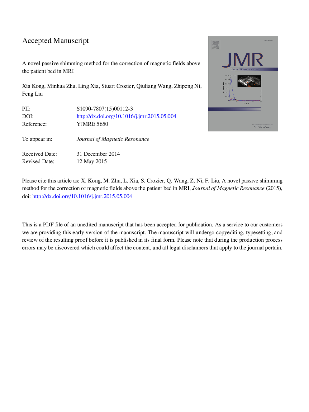 A novel passive shimming method for the correction of magnetic fields above the patient bed in MRI