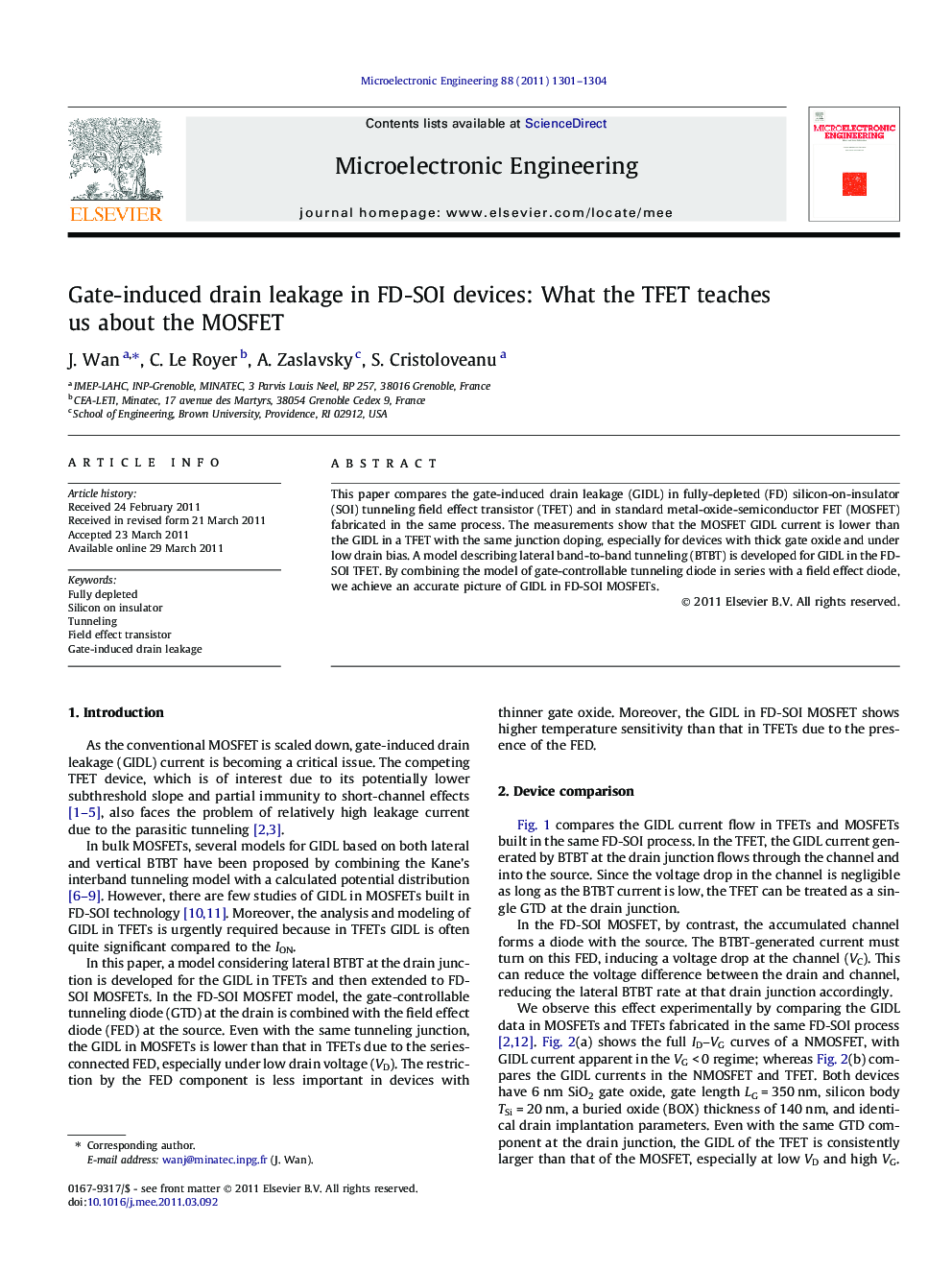 Gate-induced drain leakage in FD-SOI devices: What the TFET teaches us about the MOSFET