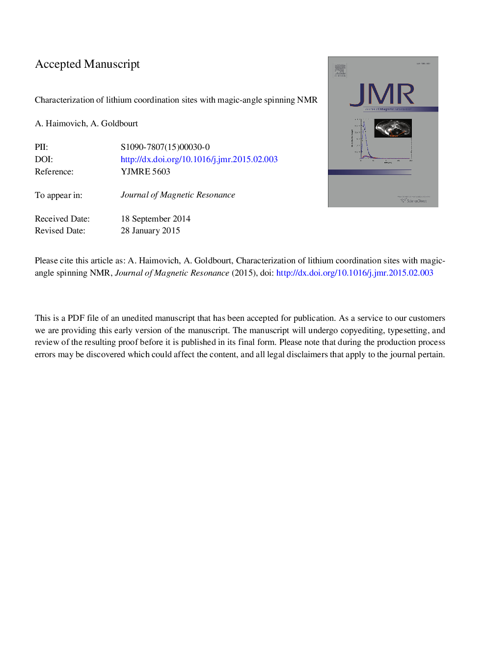 Characterization of lithium coordination sites with magic-angle spinning NMR