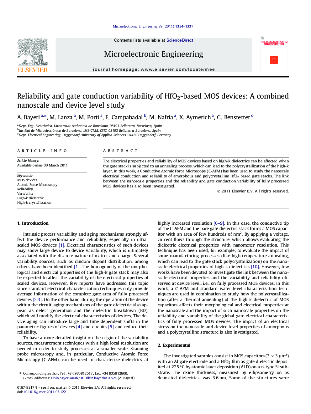 Reliability and gate conduction variability of HfO2-based MOS devices: A combined nanoscale and device level study