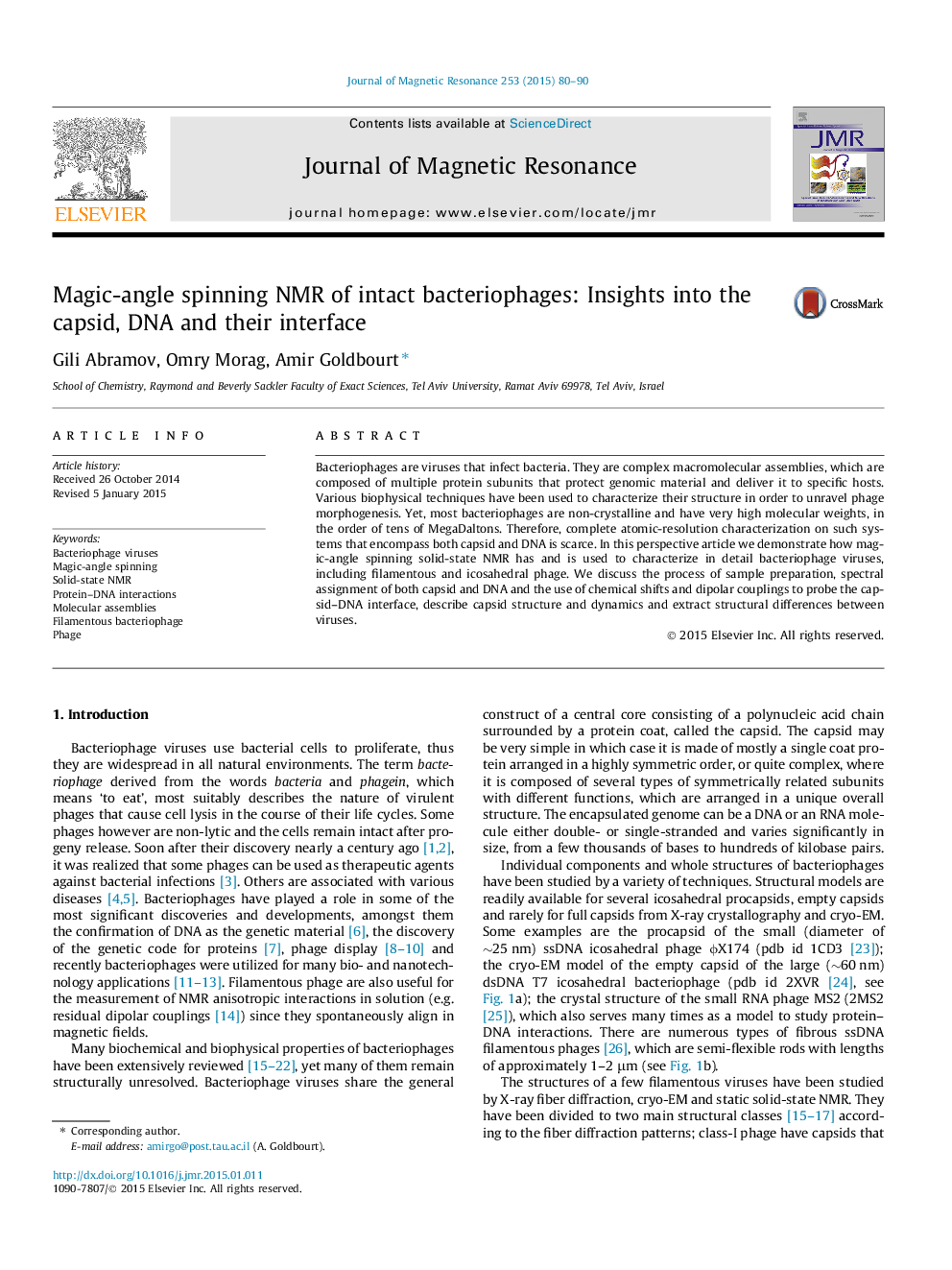 Magic-angle spinning NMR of intact bacteriophages: Insights into the capsid, DNA and their interface