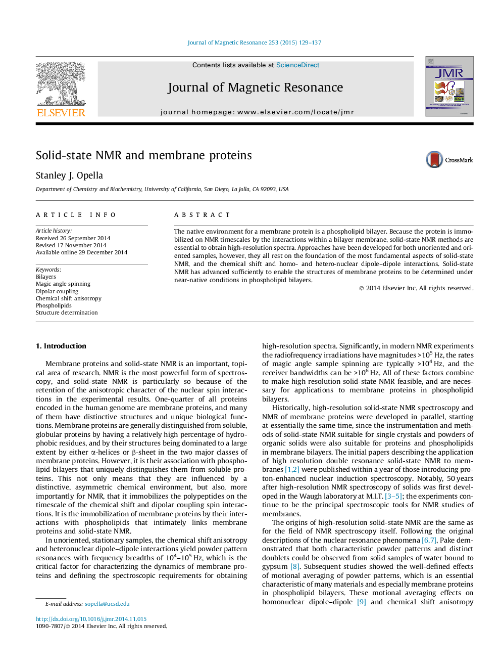 Solid-state NMR and membrane proteins