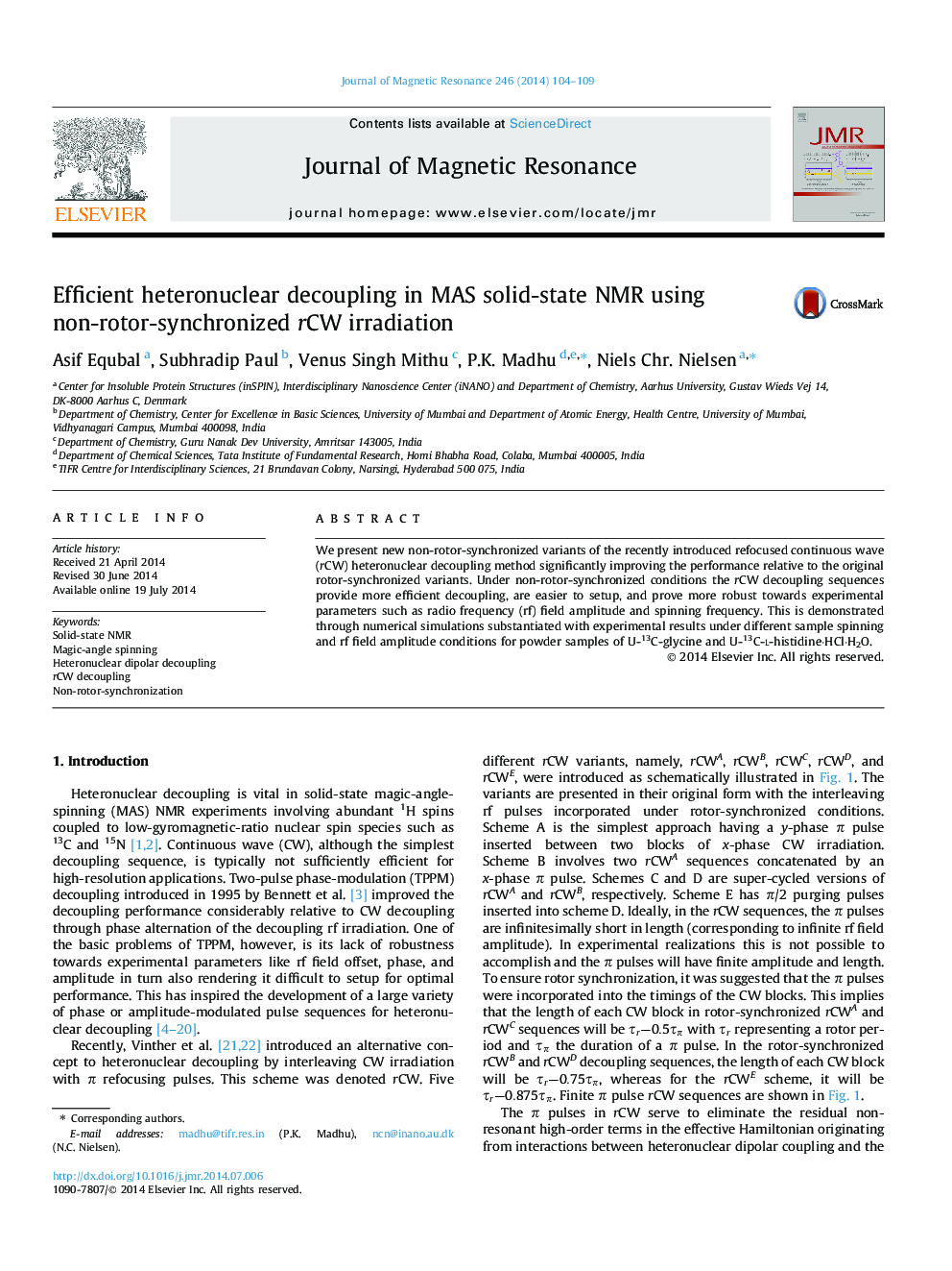 Efficient heteronuclear decoupling in MAS solid-state NMR using non-rotor-synchronized rCW irradiation