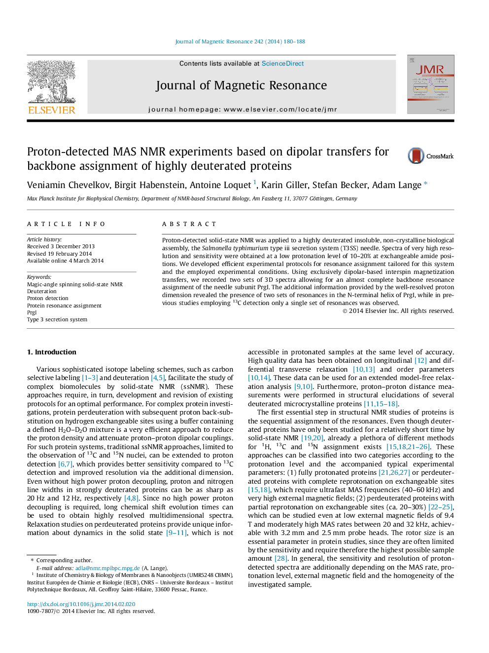 Proton-detected MAS NMR experiments based on dipolar transfers for backbone assignment of highly deuterated proteins