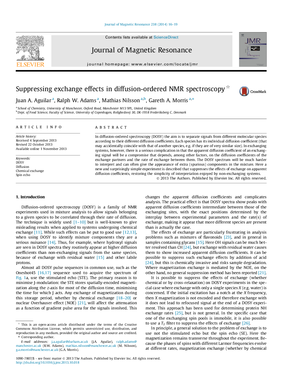 Suppressing exchange effects in diffusion-ordered NMR spectroscopy