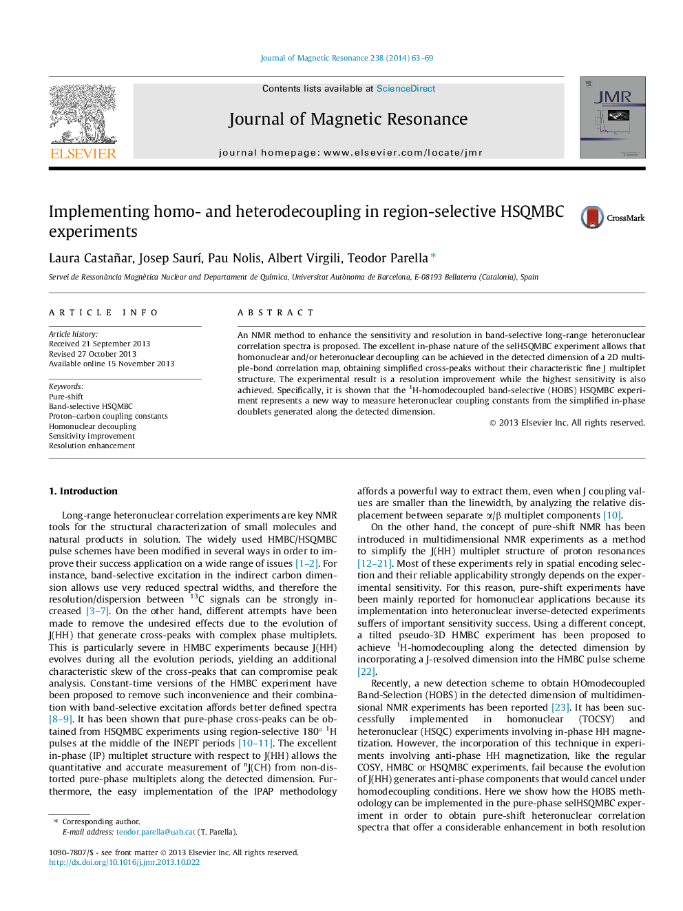 Implementing homo- and heterodecoupling in region-selective HSQMBC experiments