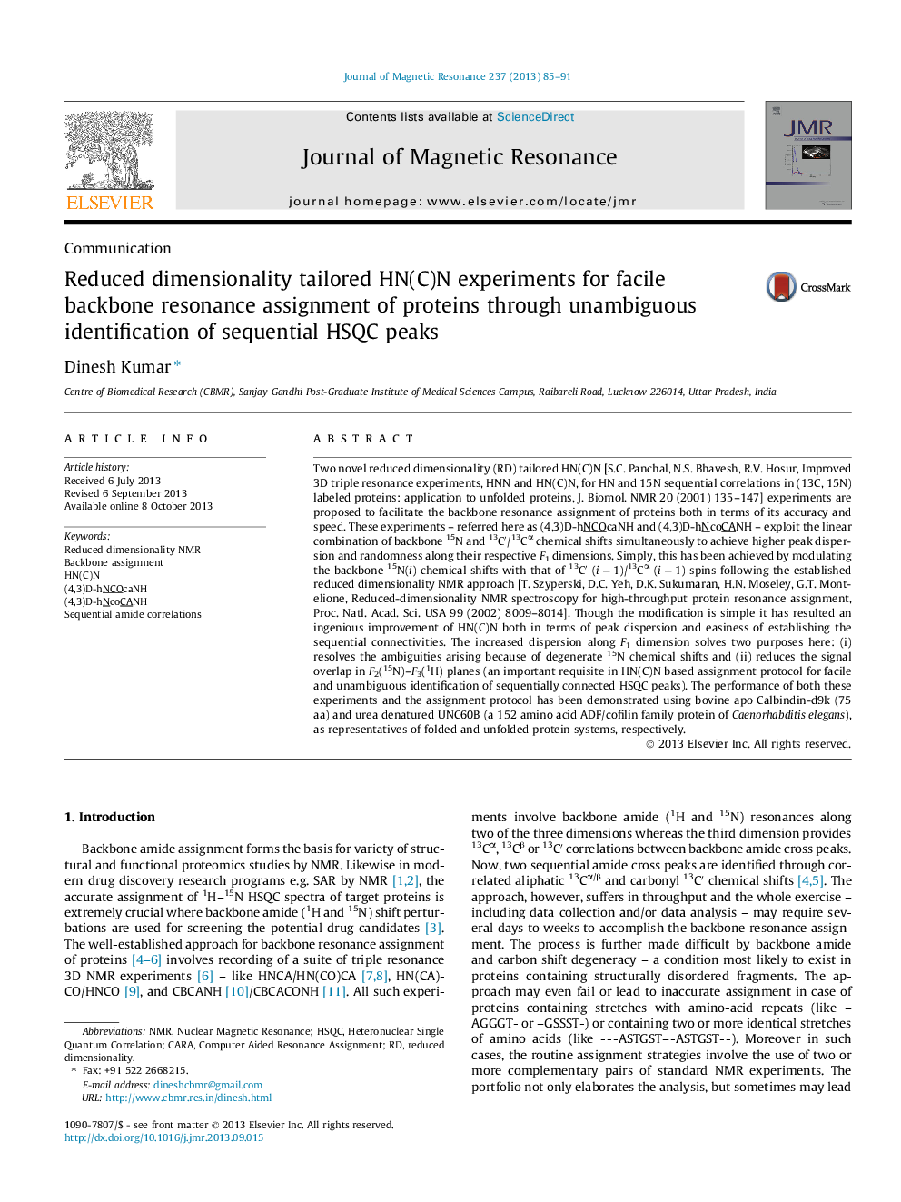 Reduced dimensionality tailored HN(C)N experiments for facile backbone resonance assignment of proteins through unambiguous identification of sequential HSQC peaks