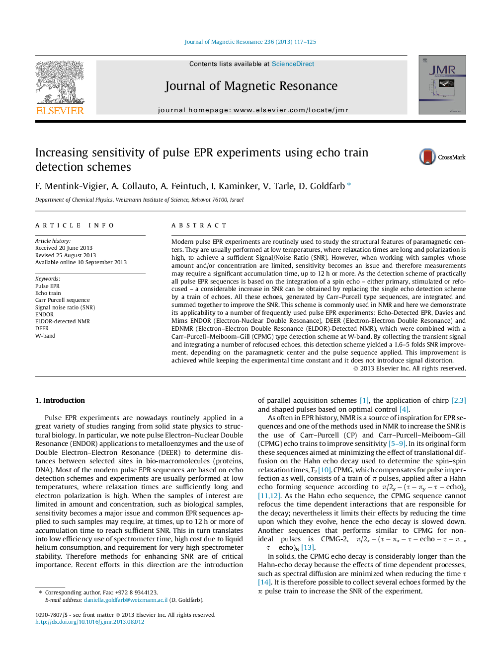 Increasing sensitivity of pulse EPR experiments using echo train detection schemes