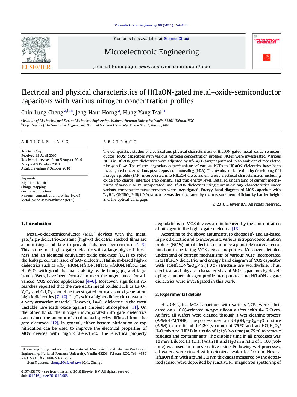 Electrical and physical characteristics of HfLaON-gated metal–oxide-semiconductor capacitors with various nitrogen concentration profiles