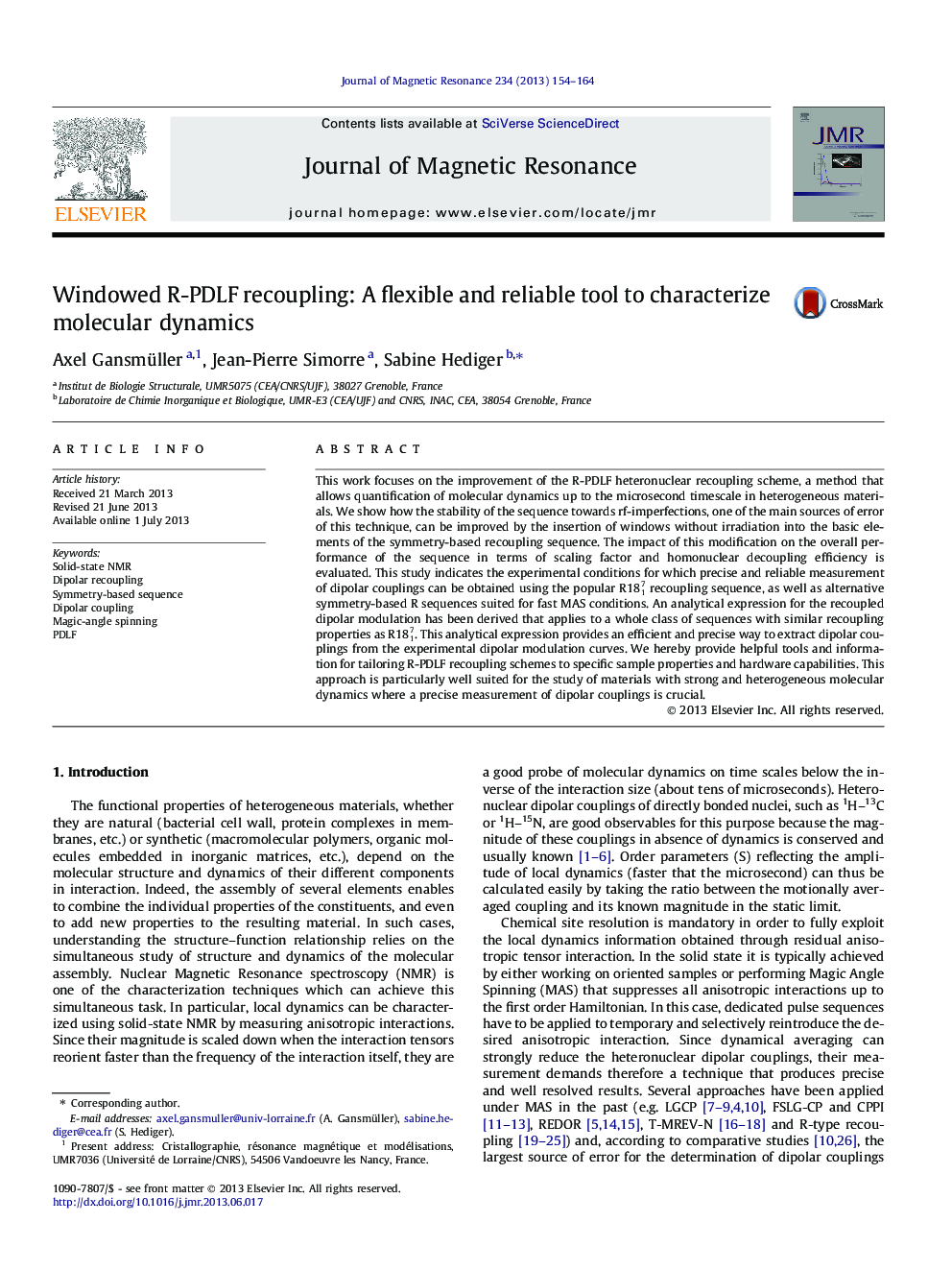 Windowed R-PDLF recoupling: A flexible and reliable tool to characterize molecular dynamics