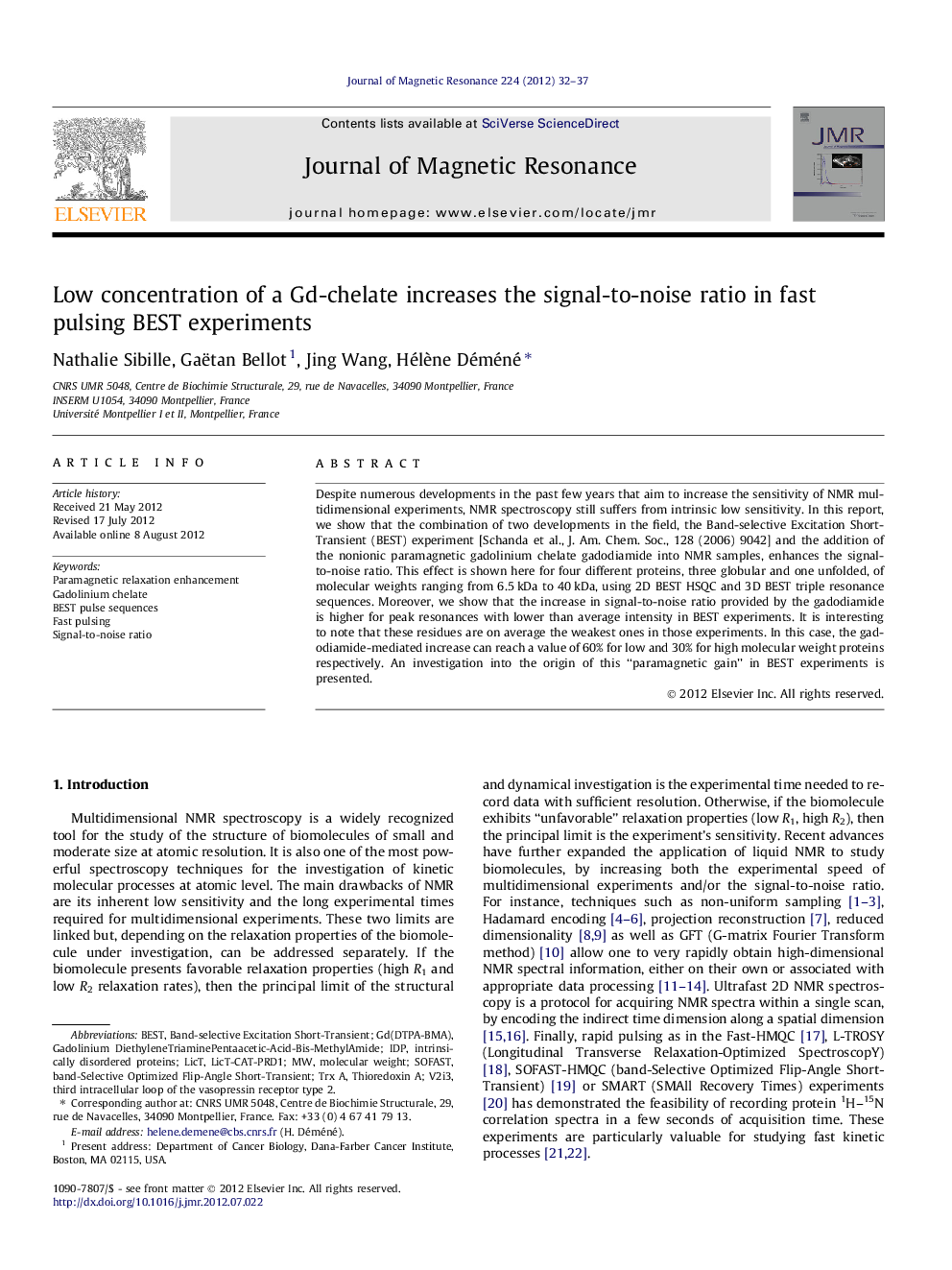 Low concentration of a Gd-chelate increases the signal-to-noise ratio in fast pulsing BEST experiments