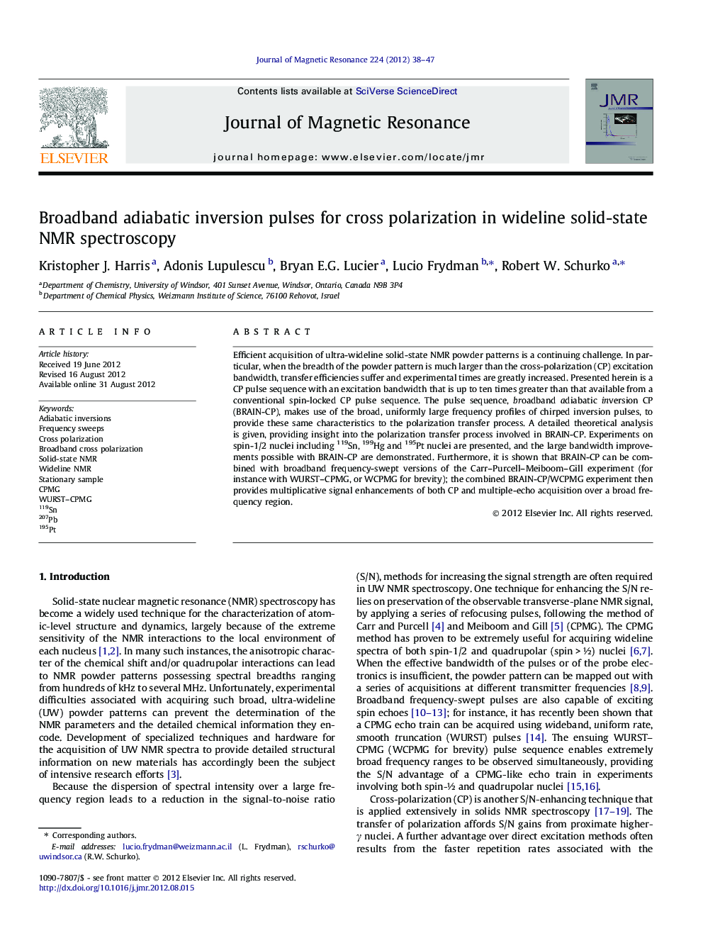 Broadband adiabatic inversion pulses for cross polarization in wideline solid-state NMR spectroscopy