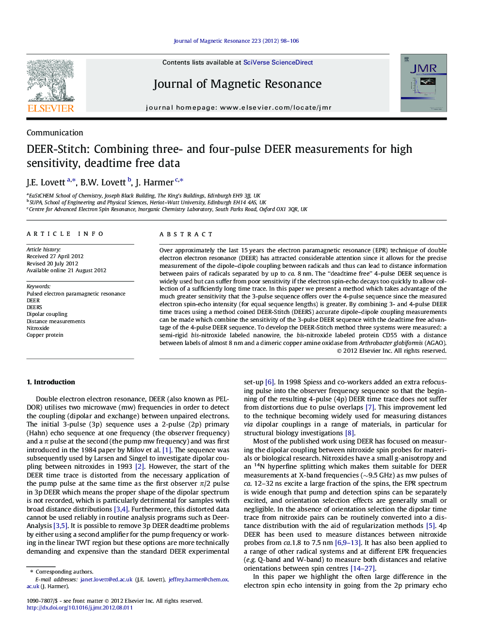 DEER-Stitch: Combining three- and four-pulse DEER measurements for high sensitivity, deadtime free data