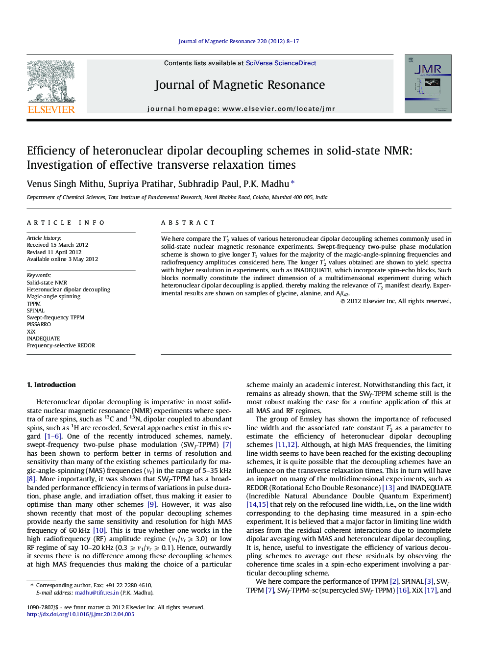 Efficiency of heteronuclear dipolar decoupling schemes in solid-state NMR: Investigation of effective transverse relaxation times