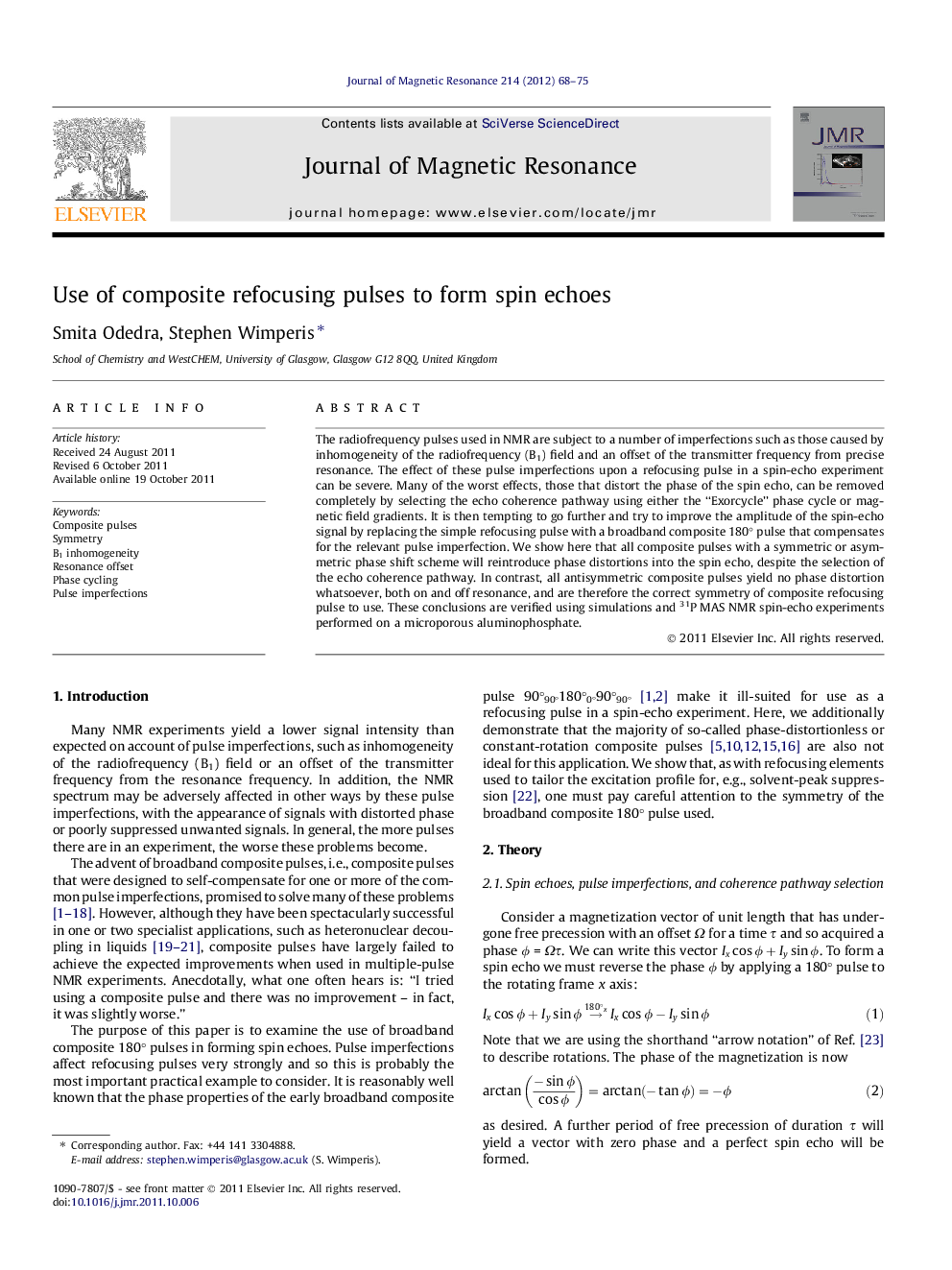 Use of composite refocusing pulses to form spin echoes