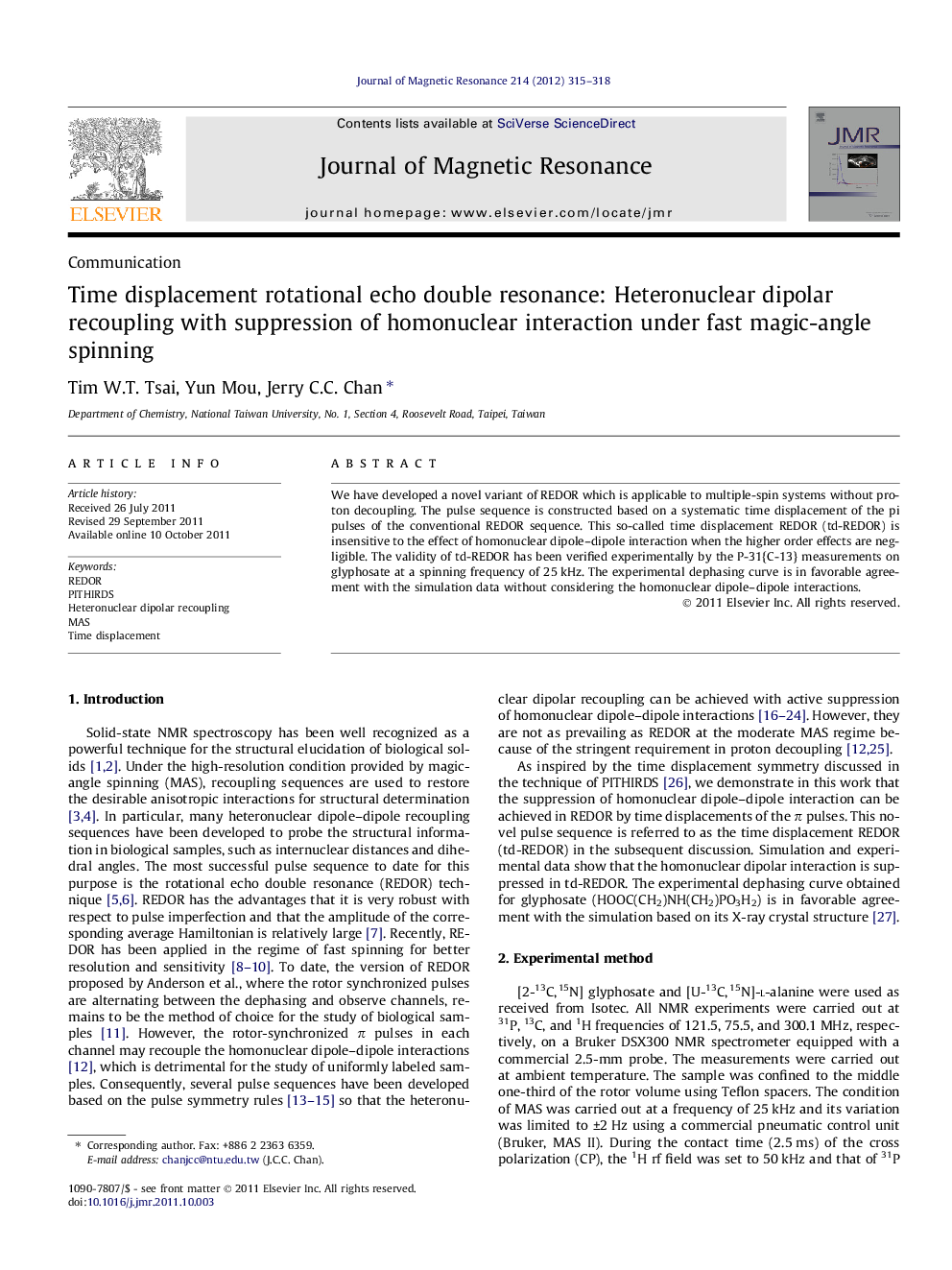 Time displacement rotational echo double resonance: Heteronuclear dipolar recoupling with suppression of homonuclear interaction under fast magic-angle spinning