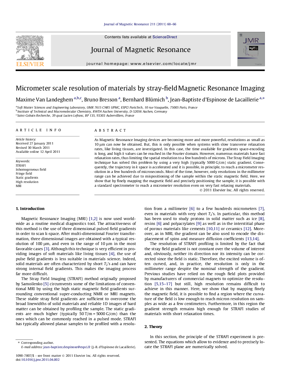 Micrometer scale resolution of materials by stray-field Magnetic Resonance Imaging