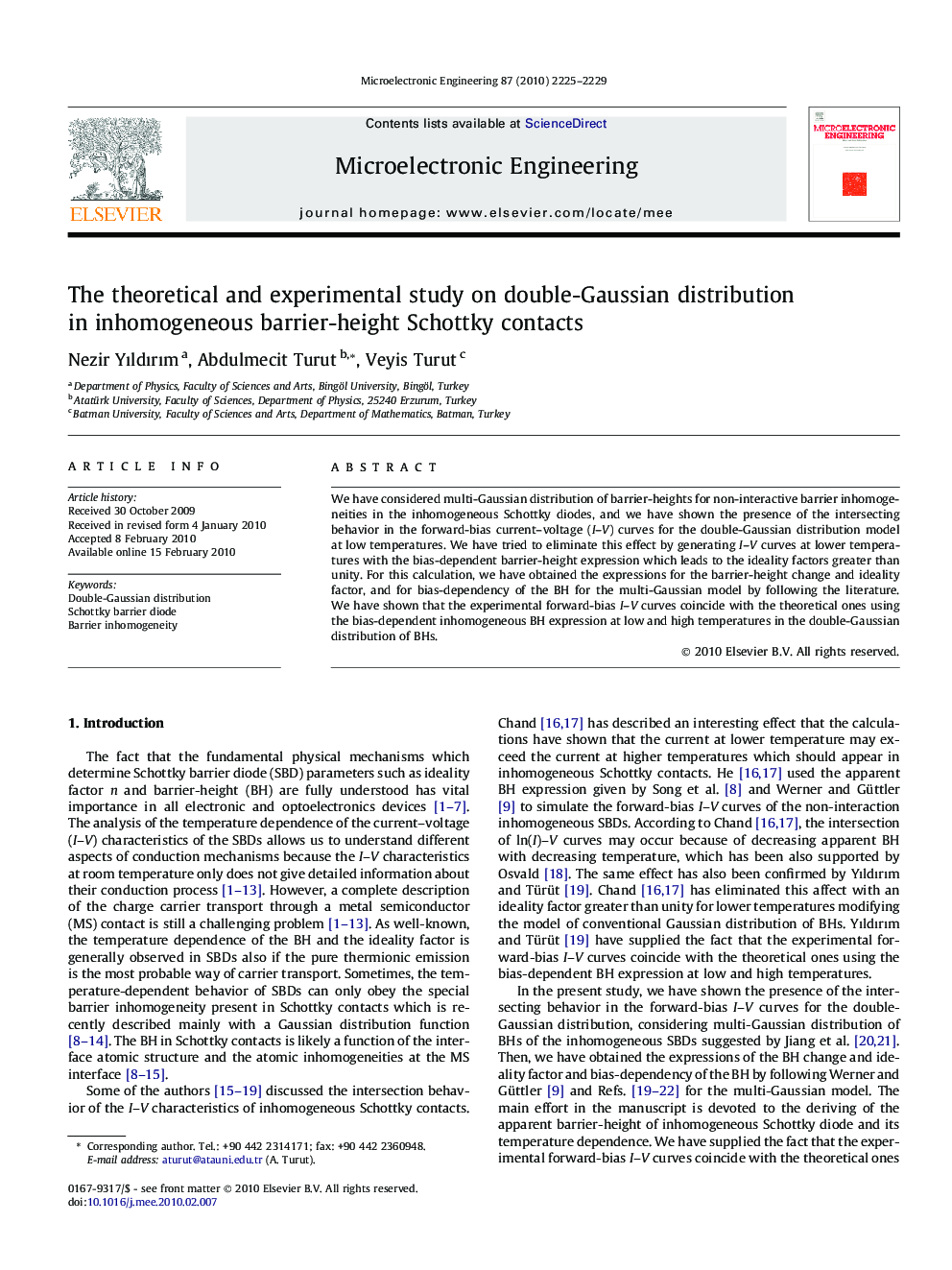 The theoretical and experimental study on double-Gaussian distribution in inhomogeneous barrier-height Schottky contacts