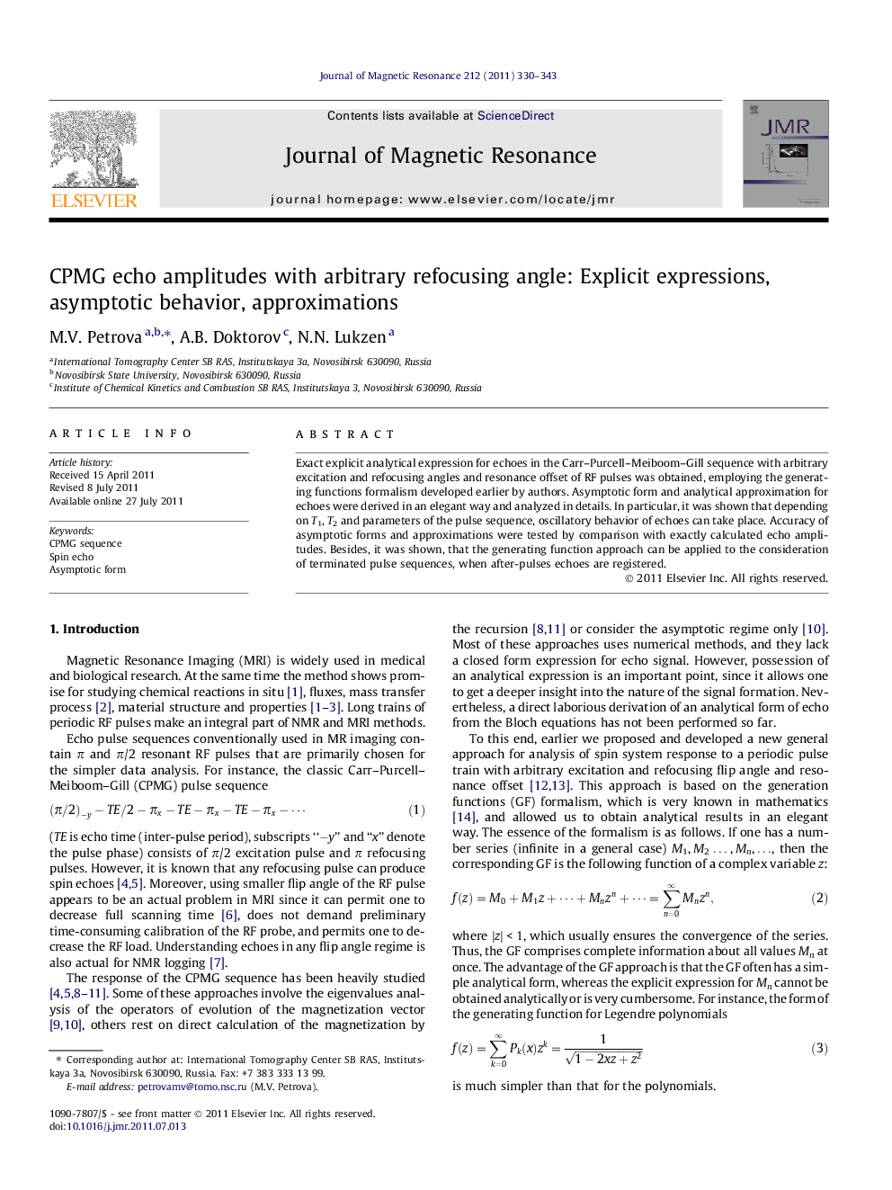 CPMG echo amplitudes with arbitrary refocusing angle: Explicit expressions, asymptotic behavior, approximations