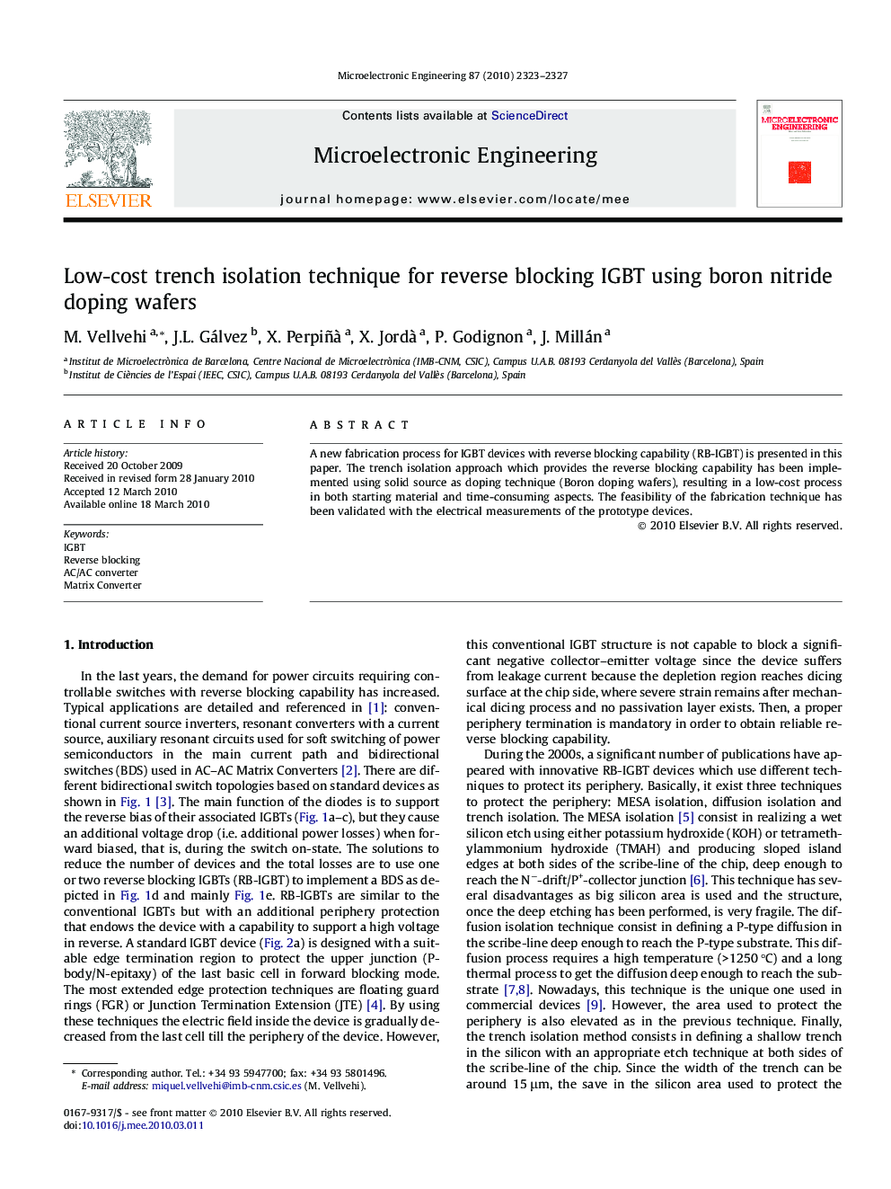 Low-cost trench isolation technique for reverse blocking IGBT using boron nitride doping wafers