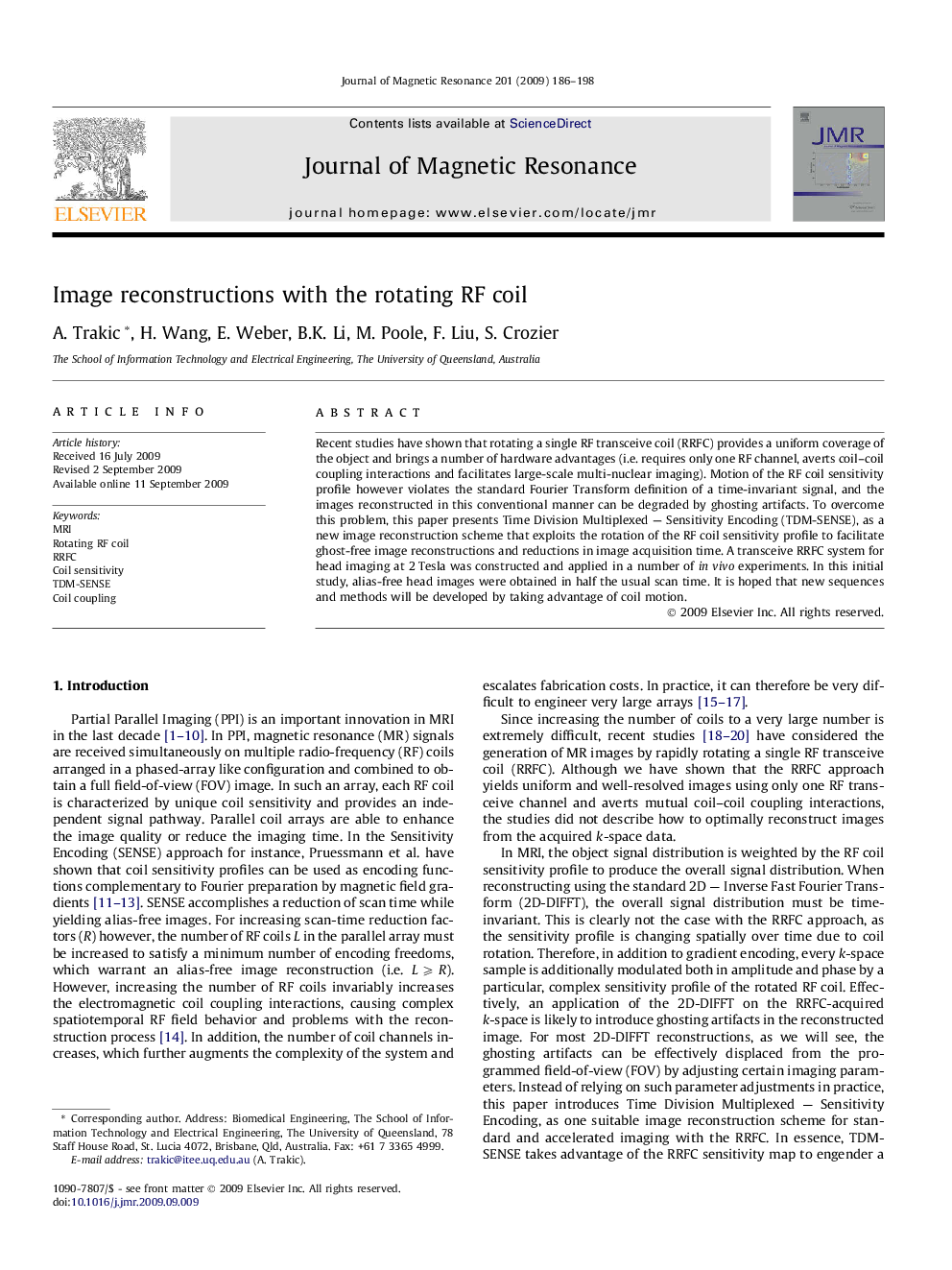 Image reconstructions with the rotating RF coil