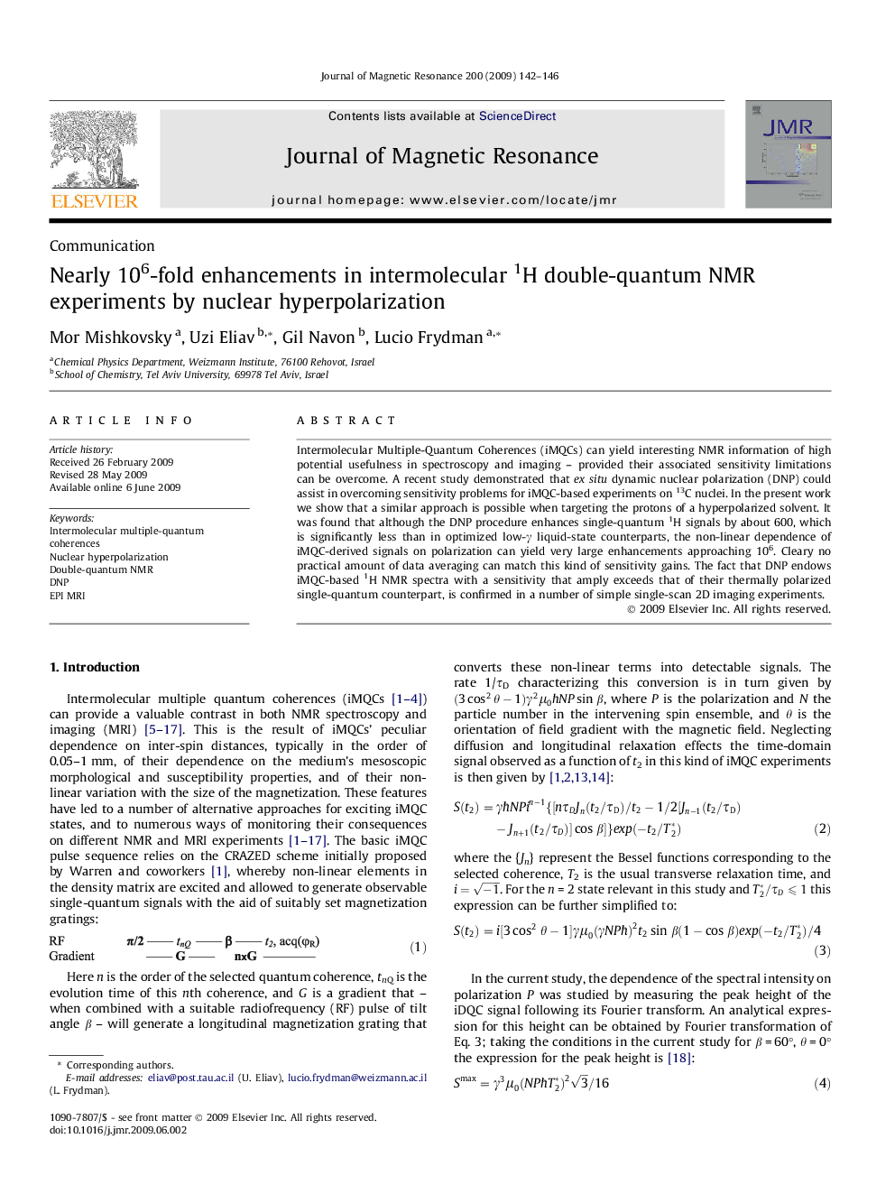 Nearly 106-fold enhancements in intermolecular 1H double-quantum NMR experiments by nuclear hyperpolarization