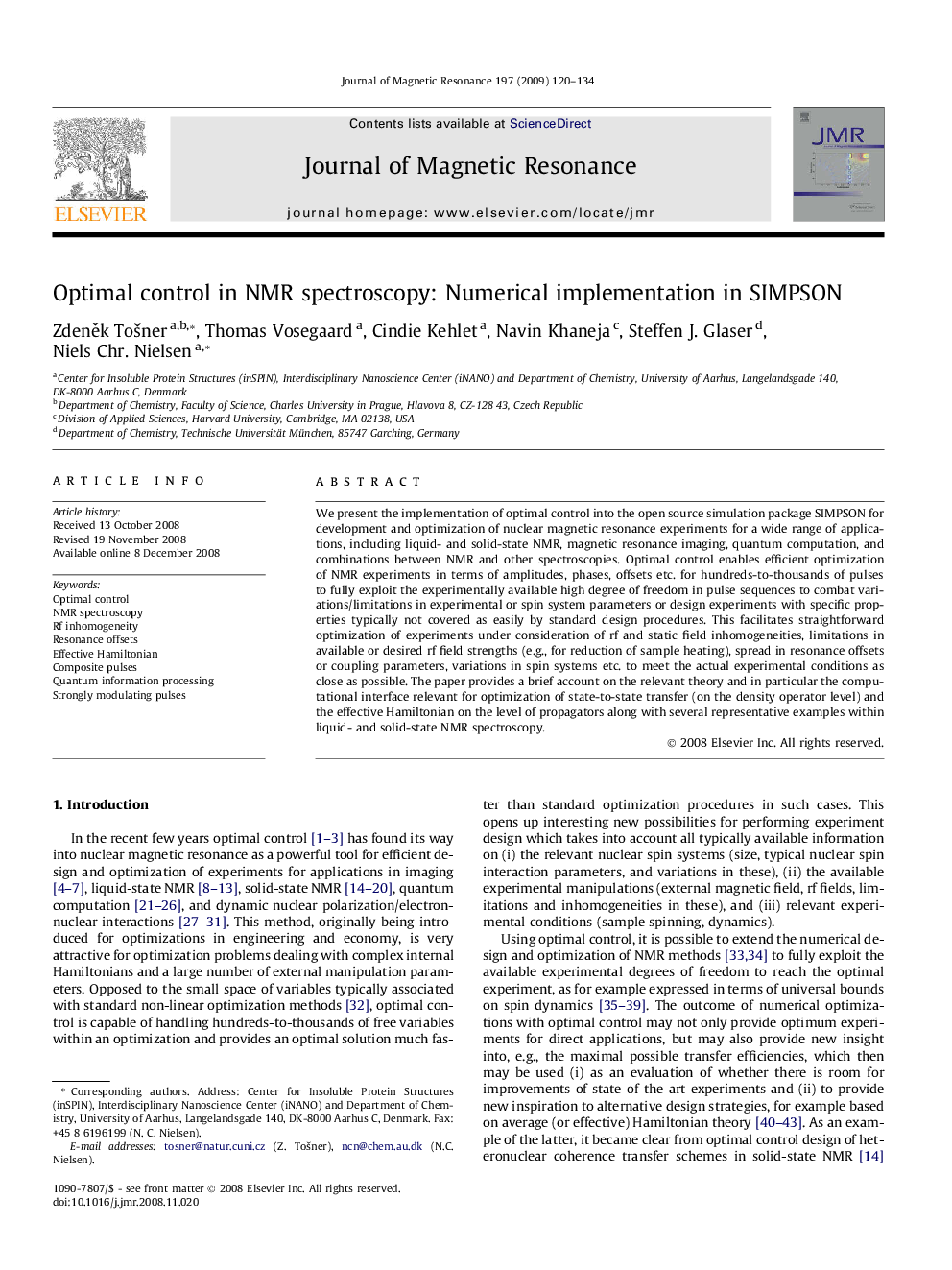 Optimal control in NMR spectroscopy: Numerical implementation in SIMPSON