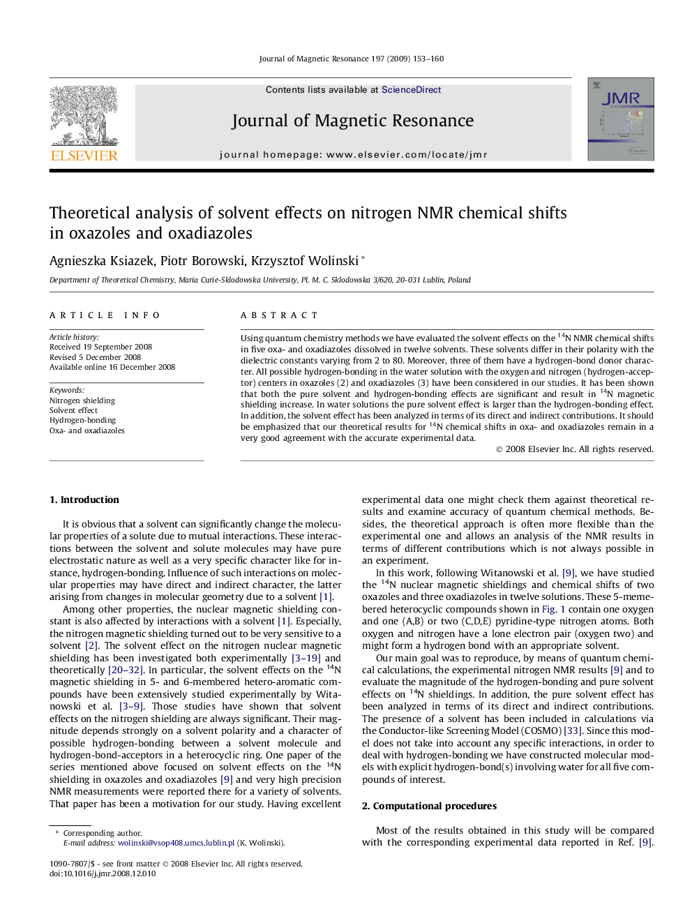 Theoretical analysis of solvent effects on nitrogen NMR chemical shifts in oxazoles and oxadiazoles