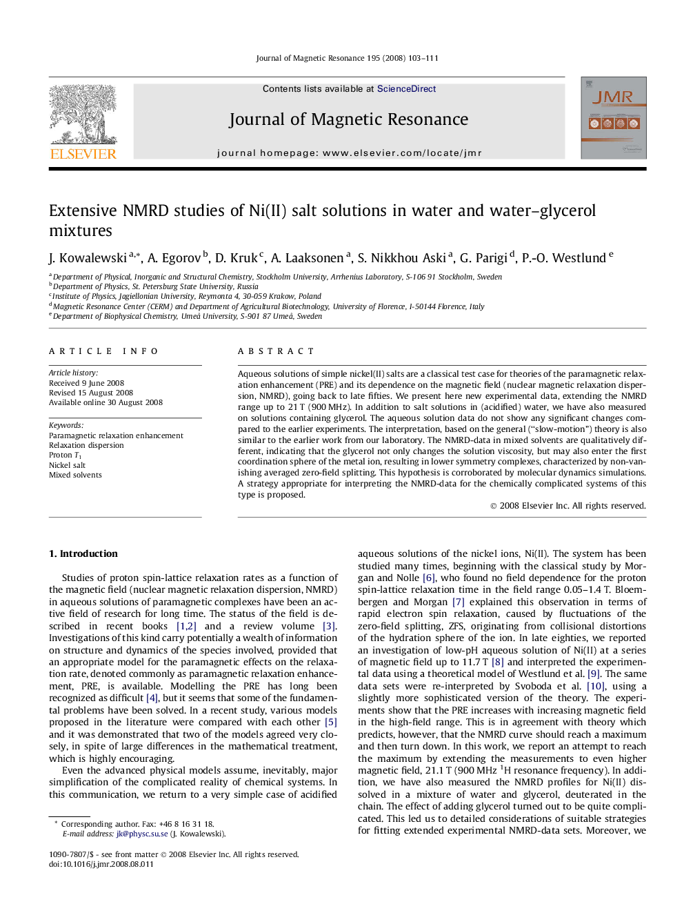 Extensive NMRD studies of Ni(II) salt solutions in water and water-glycerol mixtures