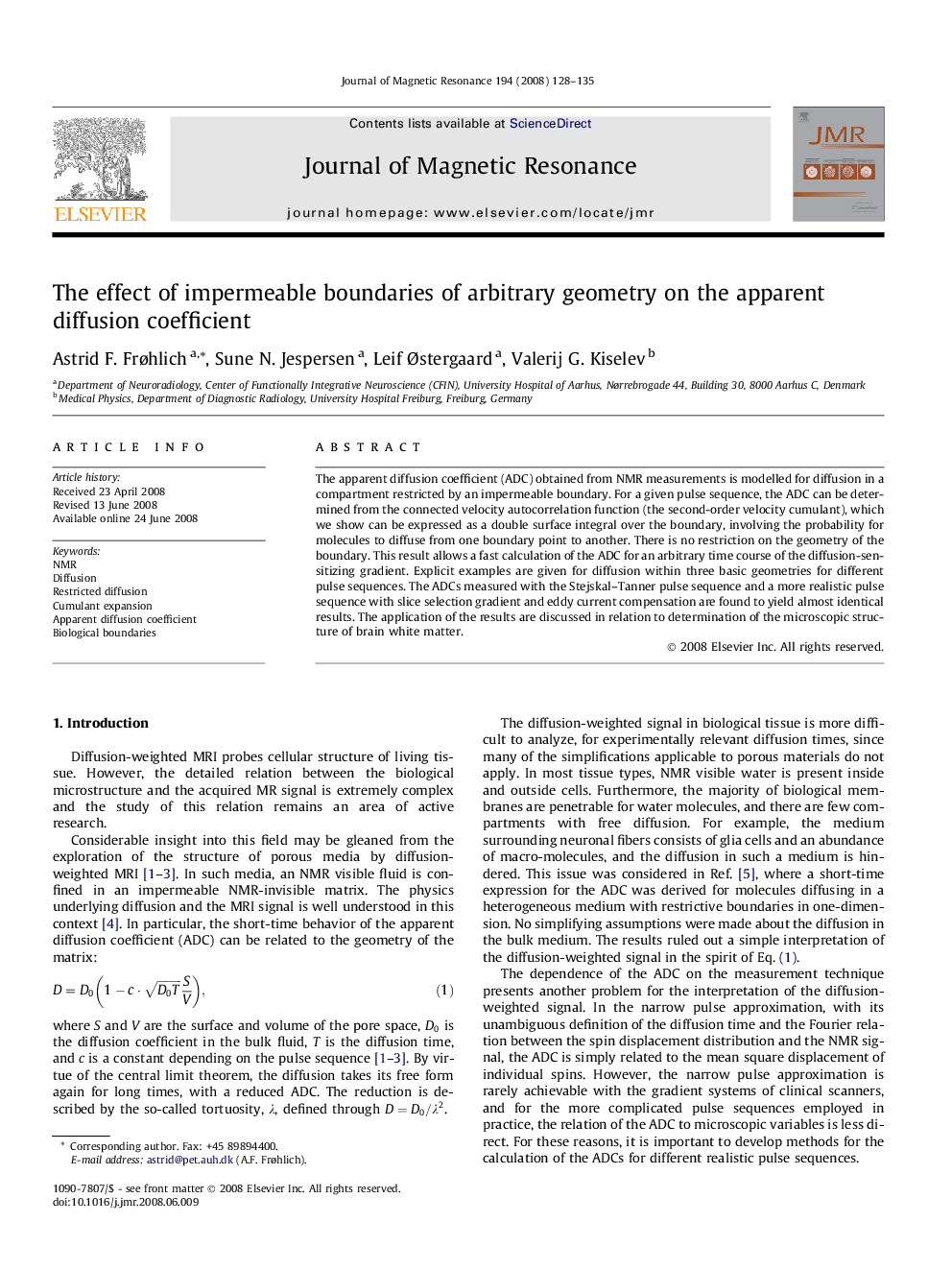 The effect of impermeable boundaries of arbitrary geometry on the apparent diffusion coefficient