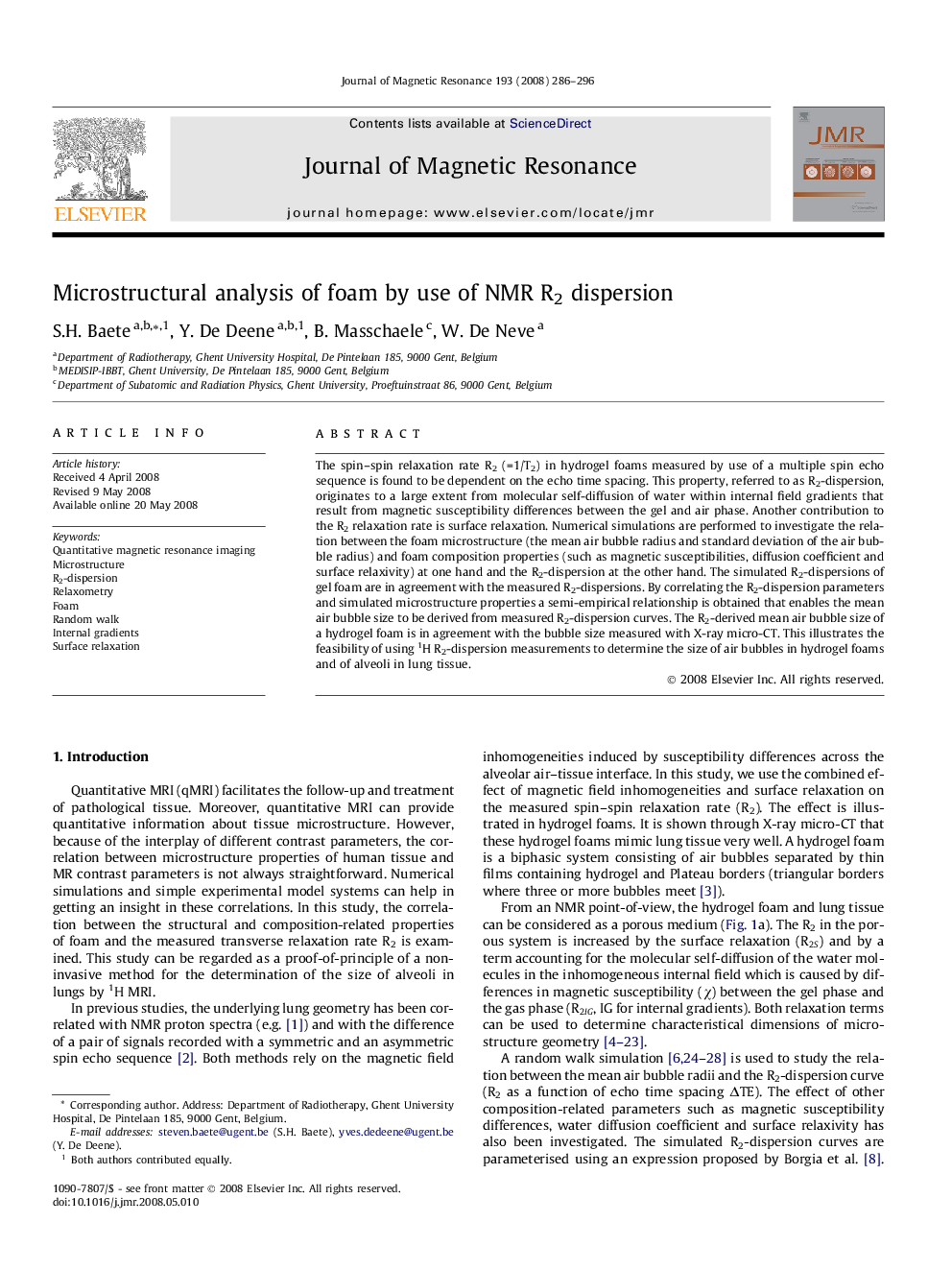 Microstructural analysis of foam by use of NMR R2 dispersion