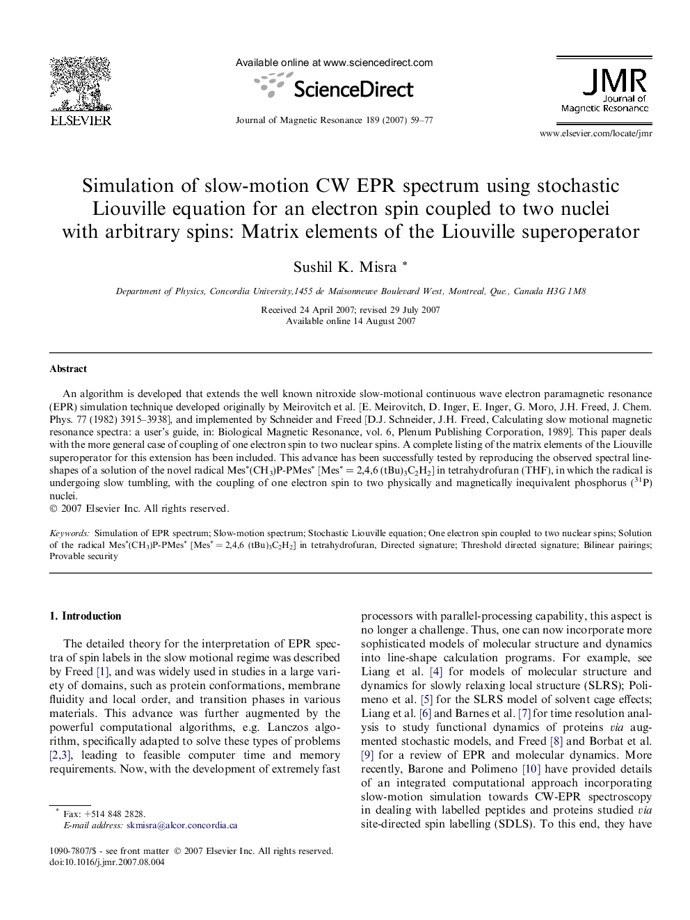 Simulation of slow-motion CW EPR spectrum using stochastic Liouville equation for an electron spin coupled to two nuclei with arbitrary spins: Matrix elements of the Liouville superoperator