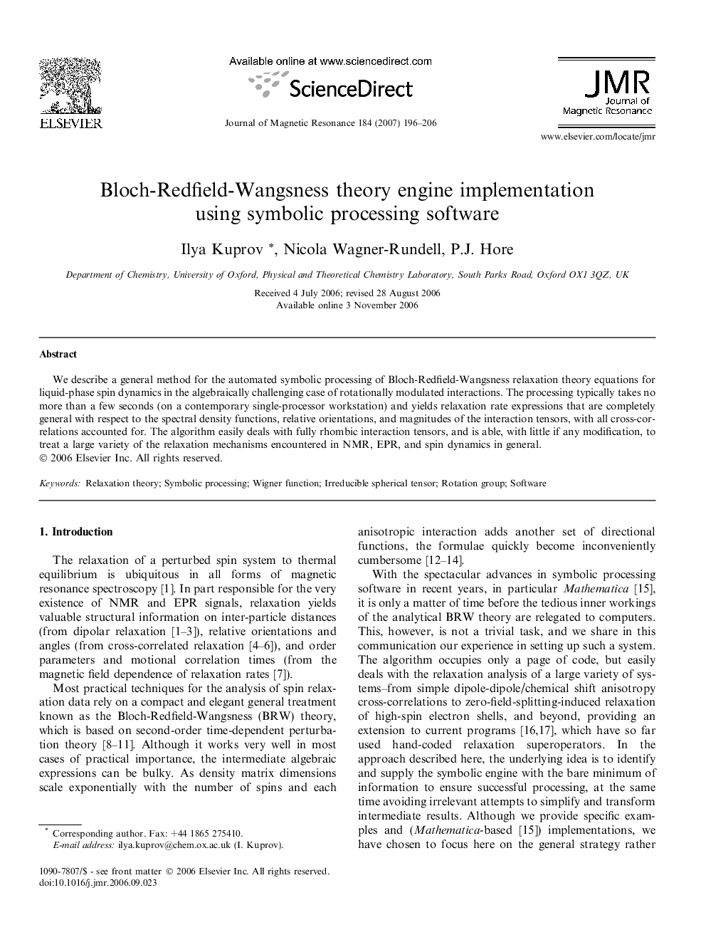 Bloch-Redfield-Wangsness theory engine implementation using symbolic processing software