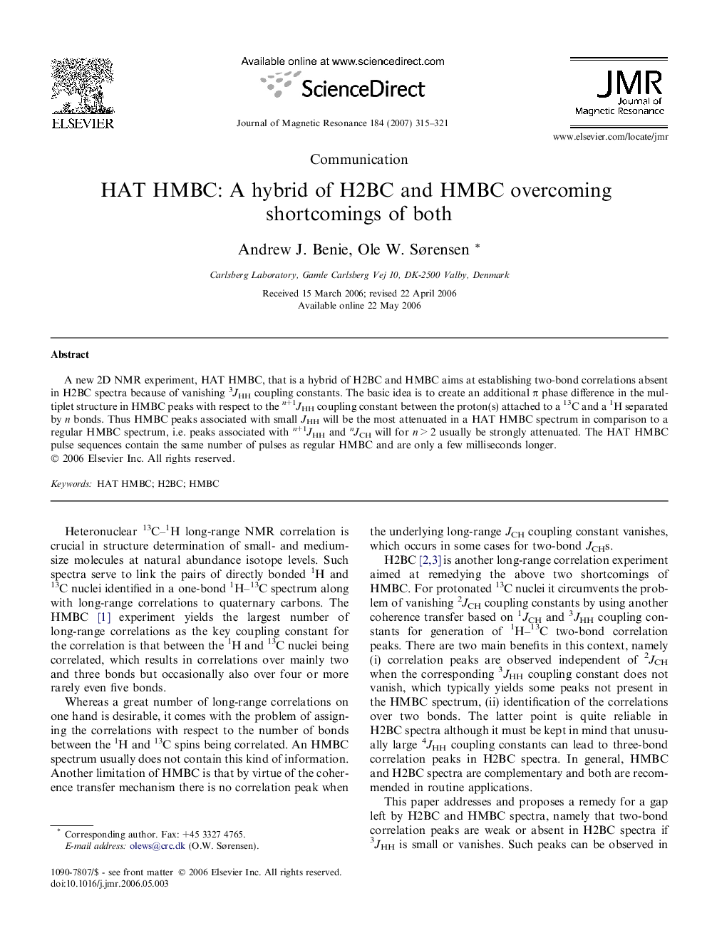 HAT HMBC: A hybrid of H2BC and HMBC overcoming shortcomings of both