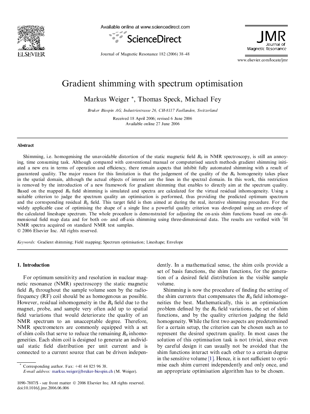 Gradient shimming with spectrum optimisation